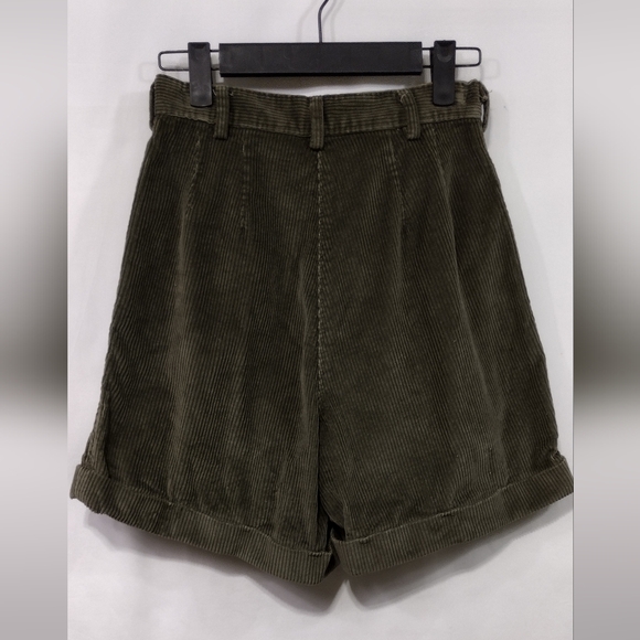 Vintage Boyfriend High Waisted Corduroy Shorts Women's 4 Green Boho Retro 90s - Picture 5 of 7